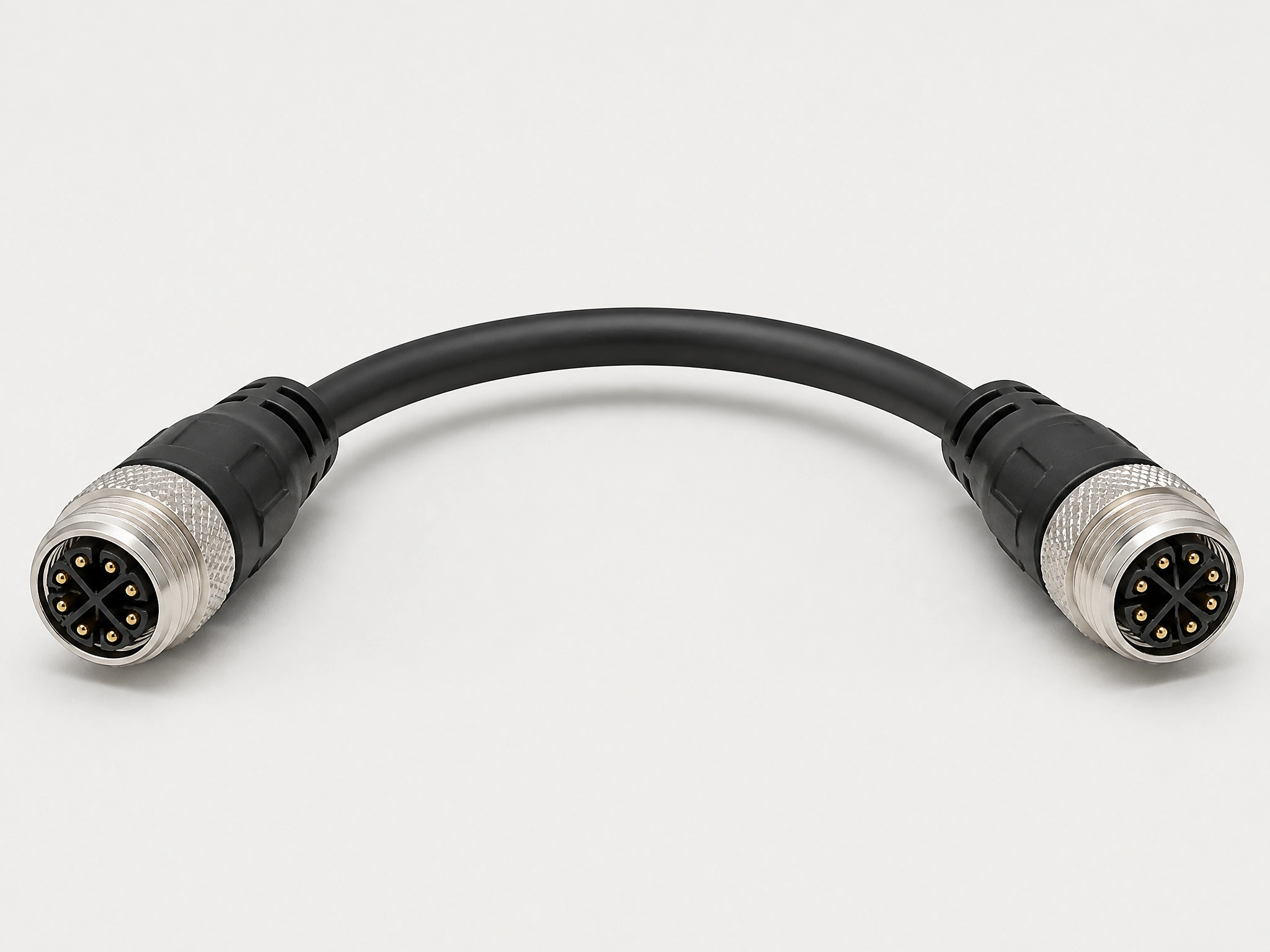 M12 X-coded 8-pin male-to-male Ethernet cable assembly